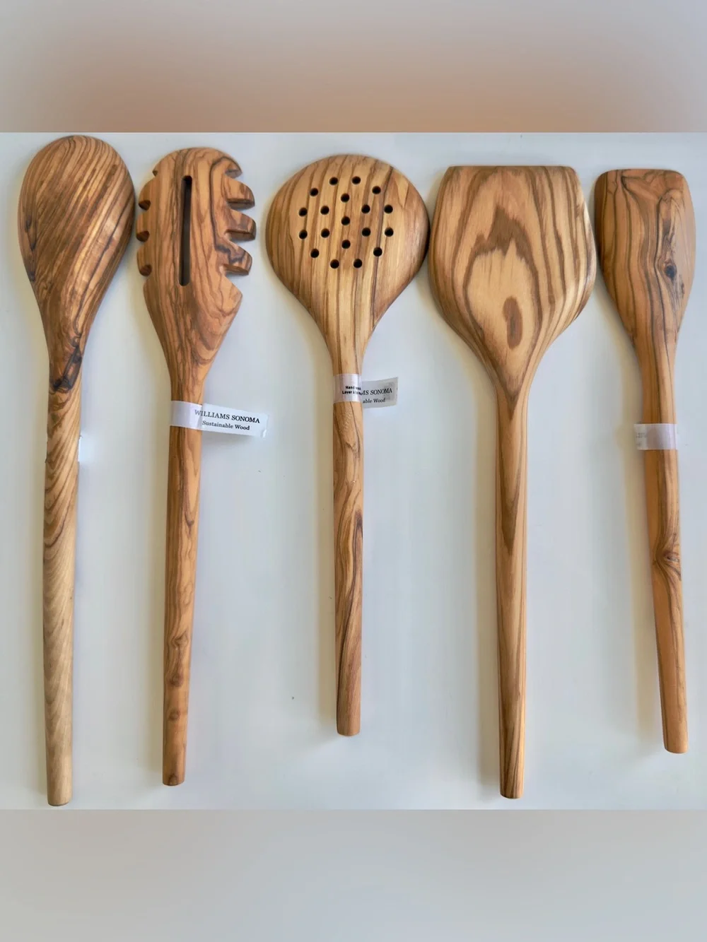 Williams Sonoma 5 Pc Italian Olivewood Utensils, Brand New, Retail $215